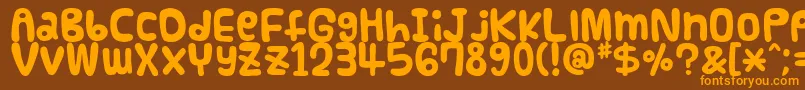 Fonte Funnier – fontes laranjas em um fundo marrom