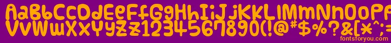 フォントFunnier – 紫色の背景にオレンジのフォント