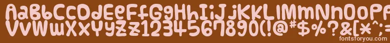 Funnier-Schriftart – Rosa Schriften auf braunem Hintergrund