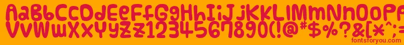 Funnier-Schriftart – Rote Schriften auf orangefarbenem Hintergrund