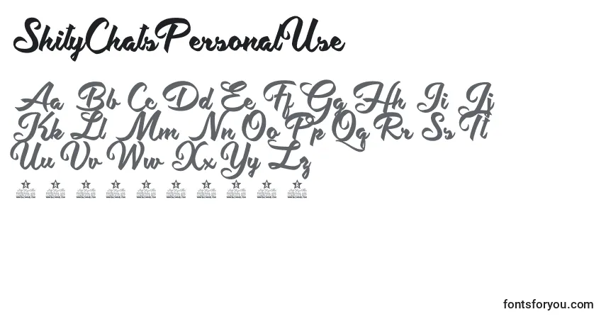Schriftart ShityChatsPersonalUse – Alphabet, Zahlen, spezielle Symbole