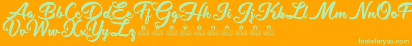 Шрифт ShityChatsPersonalUse – зелёные шрифты на оранжевом фоне