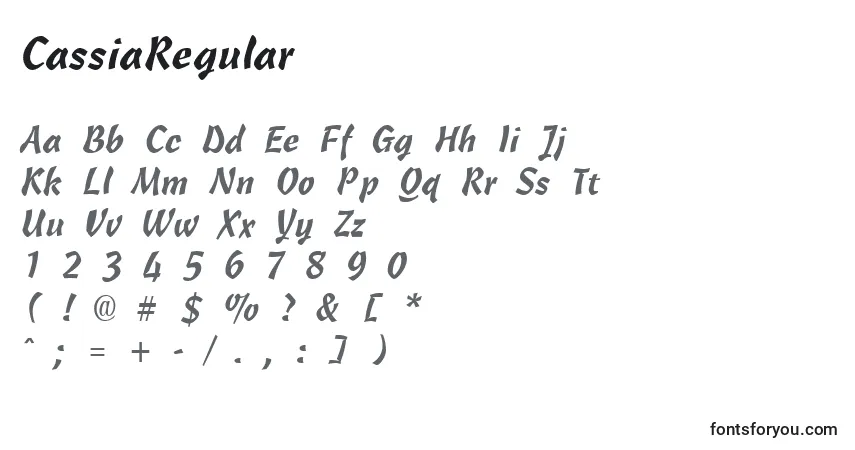 Schriftart CassiaRegular – Alphabet, Zahlen, spezielle Symbole