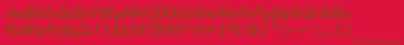 CassiaRegular-Schriftart – Braune Schriften auf rotem Hintergrund