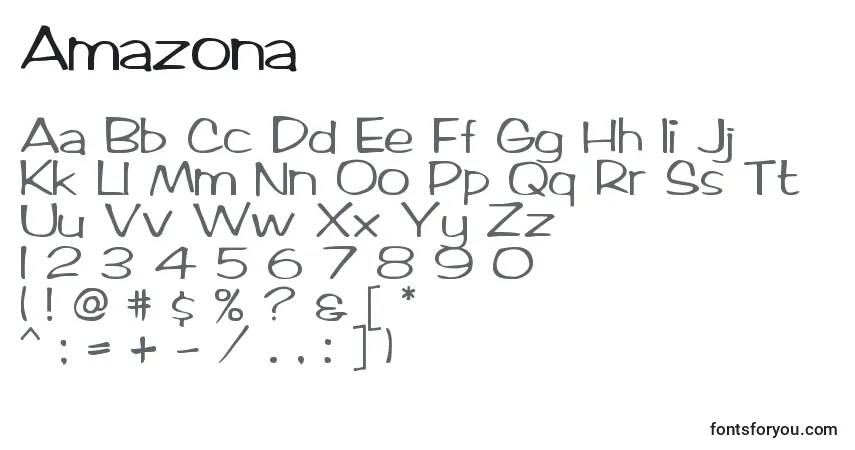 Fuente Amazona - alfabeto, números, caracteres especiales