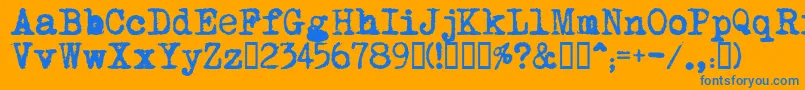 フォントMomsTypewriter – オレンジの背景に青い文字