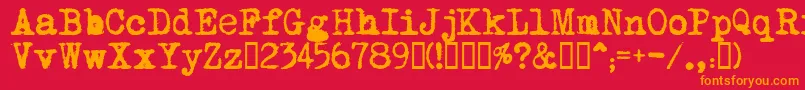 フォントMomsTypewriter – 赤い背景にオレンジの文字