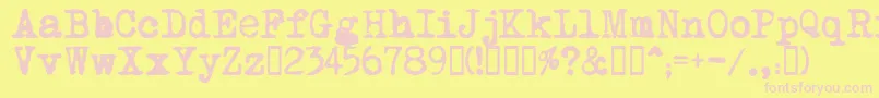 MomsTypewriter Font – Pink Fonts on Yellow Background