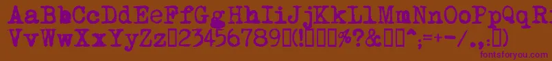 フォントMomsTypewriter – 紫色のフォント、茶色の背景