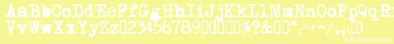 MomsTypewriter-fontti – valkoiset fontit keltaisella taustalla