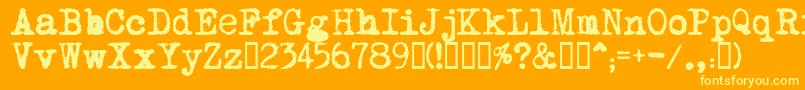 MomsTypewriter-Schriftart – Gelbe Schriften auf orangefarbenem Hintergrund