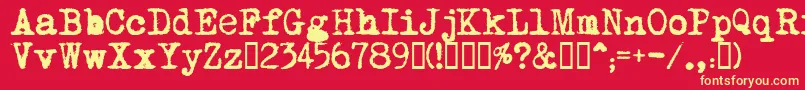 MomsTypewriter-fontti – keltaiset fontit punaisella taustalla