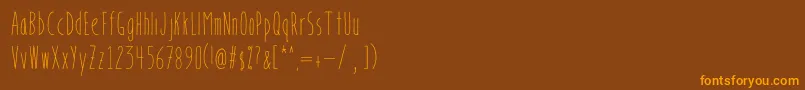 Weitere Informationen zur BookendsBookendswithaccents-Schriftart BookendsBookendswithaccents-Schriftart – Orangefarbene Schriften auf braunem Hintergrund