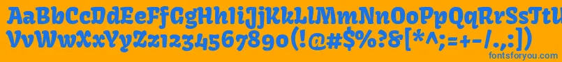 フォントKavoonRegular – オレンジの背景に青い文字