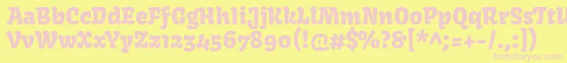フォントKavoonRegular – ピンクのフォント、黄色の背景
