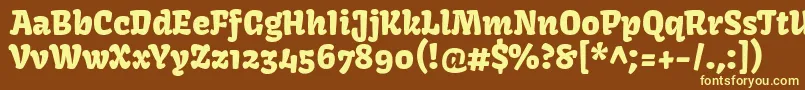 KavoonRegular-fontti – keltaiset fontit ruskealla taustalla