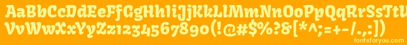 Fonte KavoonRegular – fontes amarelas em um fundo laranja