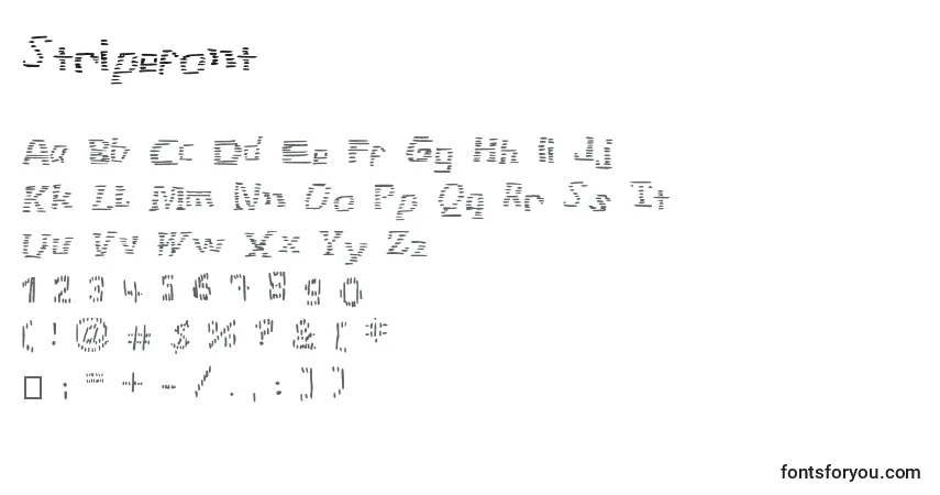 Czcionka Stripefont – alfabet, cyfry, specjalne znaki