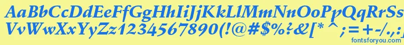 Police SchneidlerBlackItalicBt – polices bleues sur fond jaune