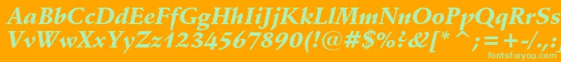 SchneidlerBlackItalicBt Font – Green Fonts on Orange Background