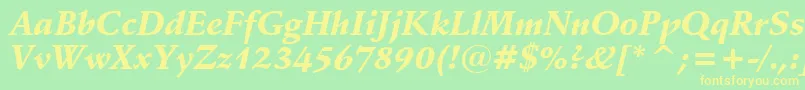 SchneidlerBlackItalicBt Font – Yellow Fonts on Green Background