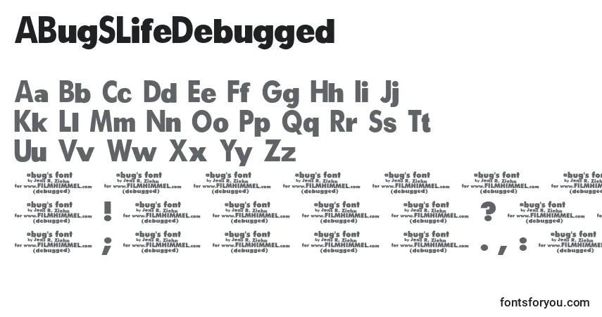 ABugSLifeDebugged Font – alphabet, numbers, special characters