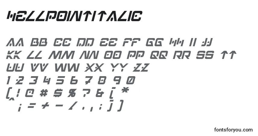 Schriftart HellpointItalic – Alphabet, Zahlen, spezielle Symbole