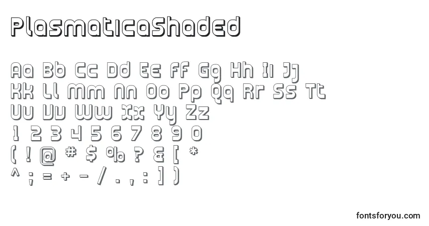 Schriftart PlasmaticaShaded – Alphabet, Zahlen, spezielle Symbole