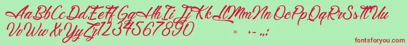 Czcionka LegendaryHollywood – czerwone czcionki na zielonym tle