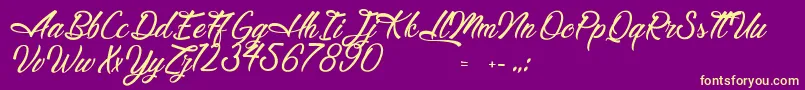 LegendaryHollywood-fontti – keltaiset fontit violetilla taustalla