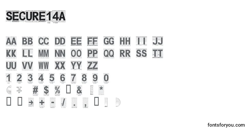 Schriftart Secure14a – Alphabet, Zahlen, spezielle Symbole
