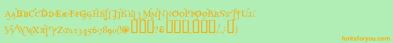 Pr-Schriftart – Orangefarbene Schriften auf grünem Hintergrund