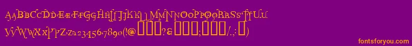 Pr-Schriftart – Orangefarbene Schriften auf violettem Hintergrund