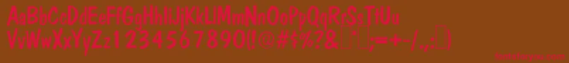 フォントDomRegular – 赤い文字が茶色の背景にあります。