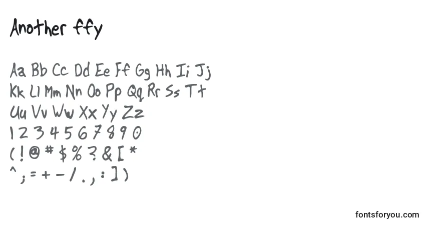 A fonte Another ffy – alfabeto, números, caracteres especiais