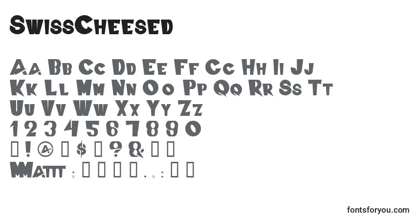 Шрифт SwissCheesed – алфавит, цифры, специальные символы