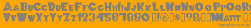 SwissCheesed-fontti – harmaat kirjasimet oranssilla taustalla