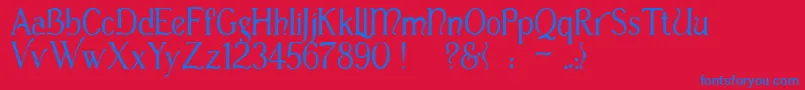 フォントCasua – 赤い背景に青い文字