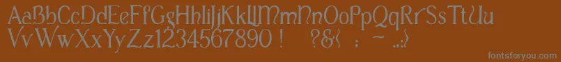 フォントCasua – 茶色の背景に灰色の文字