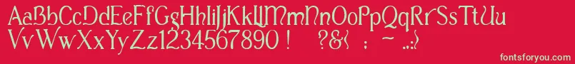 フォントCasua – 赤い背景に緑の文字