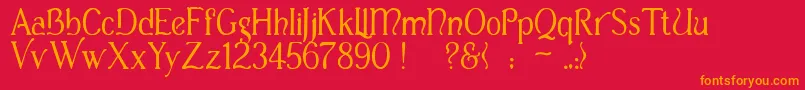 フォントCasua – 赤い背景にオレンジの文字