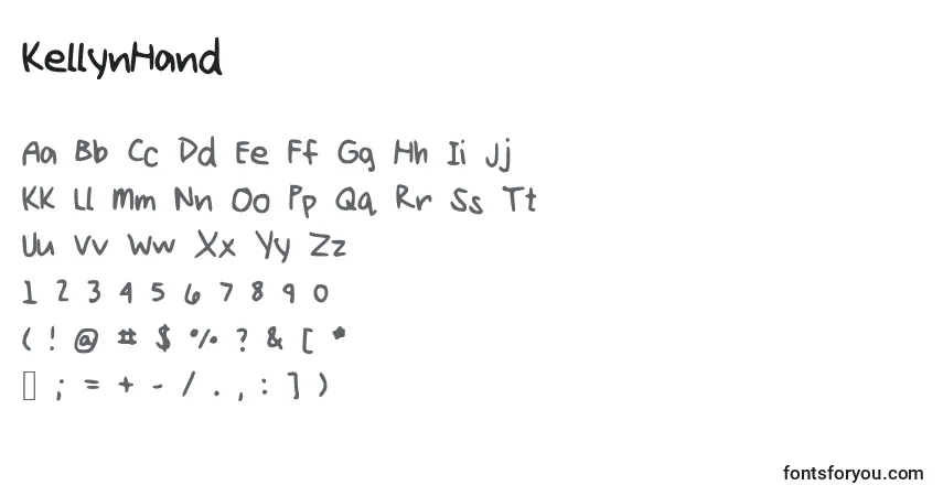 Шрифт KellynHand – алфавит, цифры, специальные символы