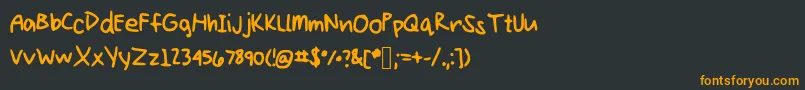 フォントKellynHand – 黒い背景にオレンジの文字