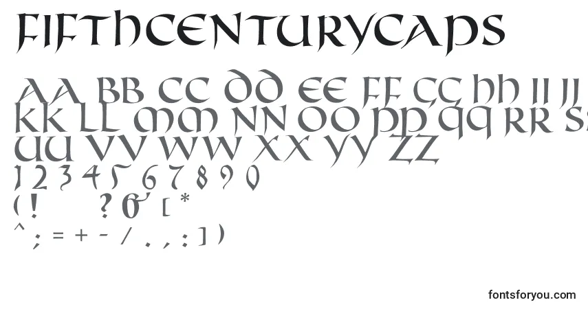 Czcionka Fifthcenturycaps – alfabet, cyfry, specjalne znaki