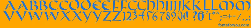 Fifthcenturycaps Font – Blue Fonts on Orange Background