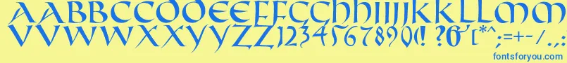 Fifthcenturycaps Font – Blue Fonts on Yellow Background