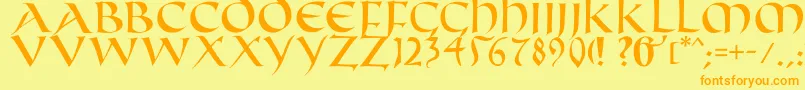 Fifthcenturycaps Font – Orange Fonts on Yellow Background