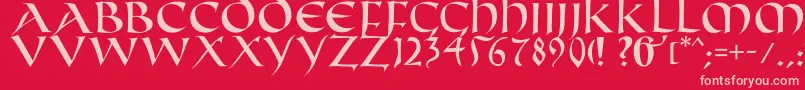 Fifthcenturycaps Font – Pink Fonts on Red Background