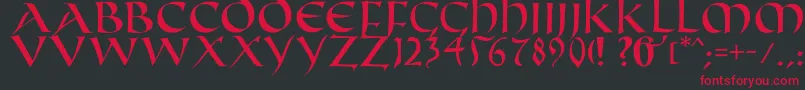 フォントFifthcenturycaps – 黒い背景に赤い文字