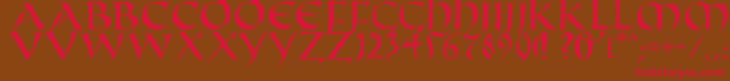 Czcionka Fifthcenturycaps – czerwone czcionki na brązowym tle